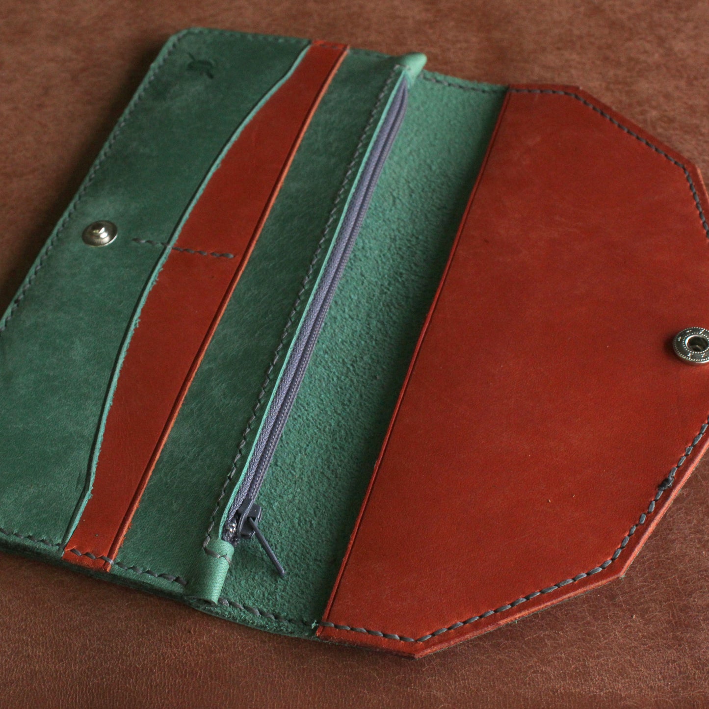 El Yapımı Hakiki Deri Fermuarlı Cüzdan Pour | Coffee Leathers