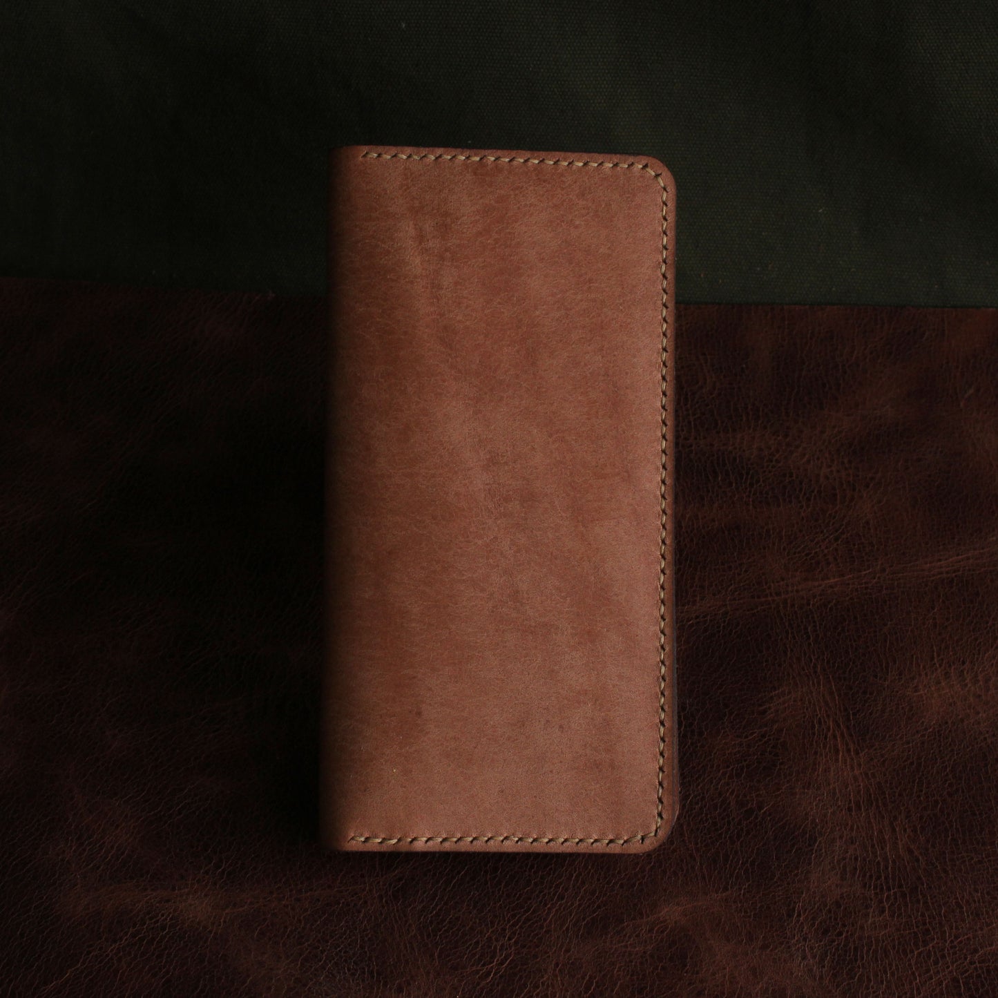 el yapımı dikey gerçel deri cüzdan Coffee Leathers