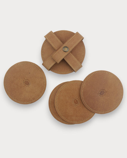 El Yapımı Deri Bardak Altlığı – Brew 6’lı Set