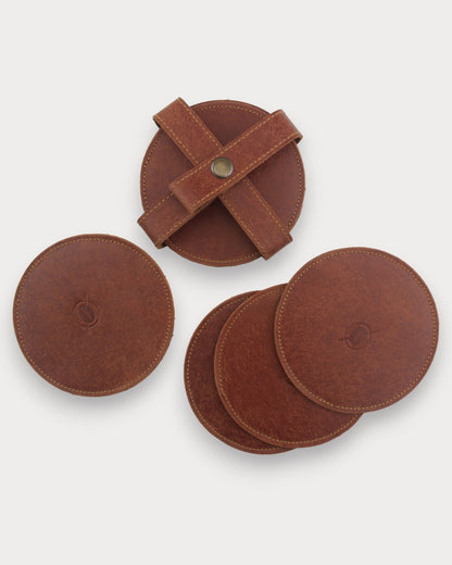El Yapımı Deri Bardak Altlığı – Brew 6’lı Set