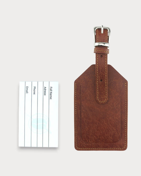 El Yapımı Hakiki Deri Valiz Etiketi