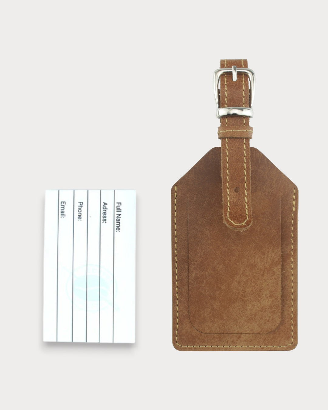 El Yapımı Hakiki Deri Valiz Etiketi