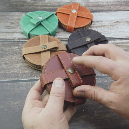 El Yapımı Deri Bardak Altlığı – Brew 6’lı Set